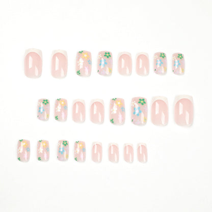 Pastel Flowers| Short Squoval Manicure | Press On Nails N369