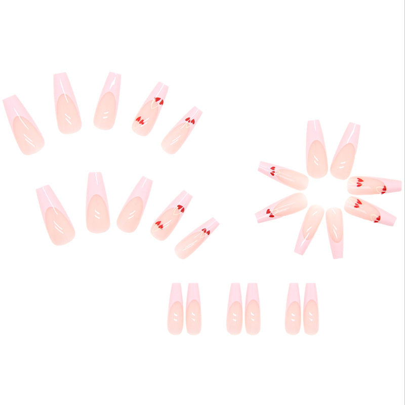 Pink Cherry Sweet | Long Coffin Manicure | Press On Nail