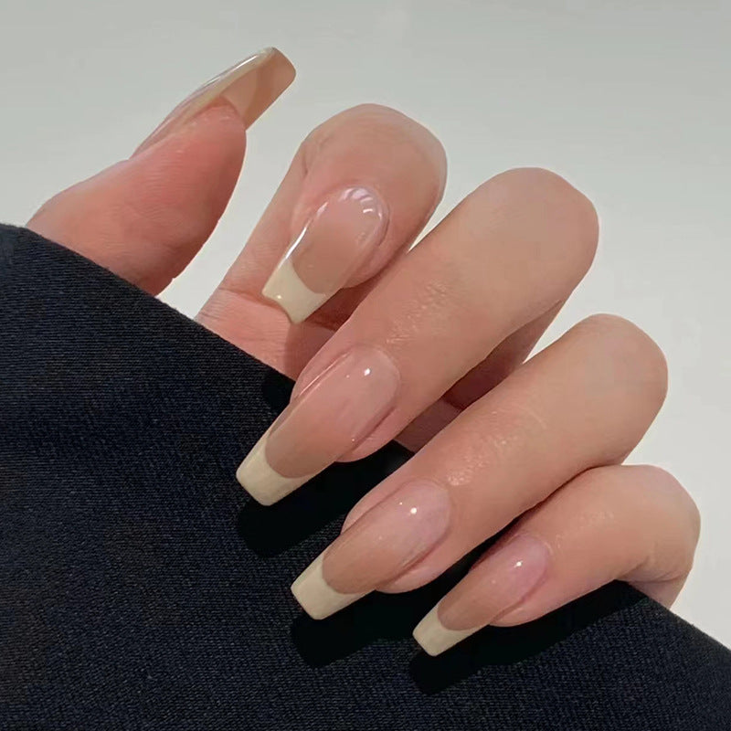 Nude French | Long Coffin Manicure  | Press On Nail