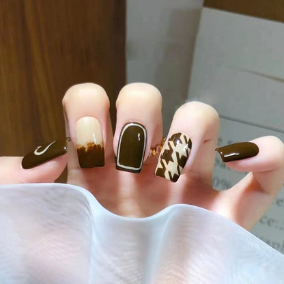 BOBA Bubble tea| Short Squoval Manicure | Press On Nail