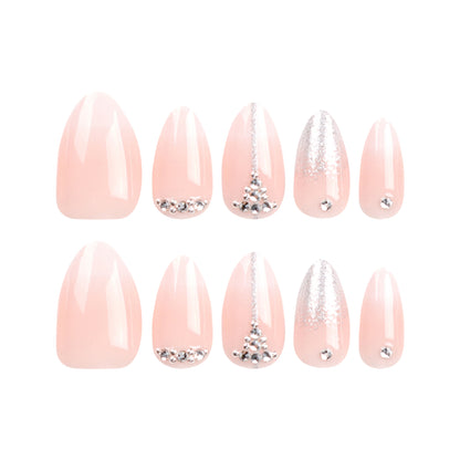 Peachy Diamond Brilliance| Medium Almond Manicure | Press On Nails N602