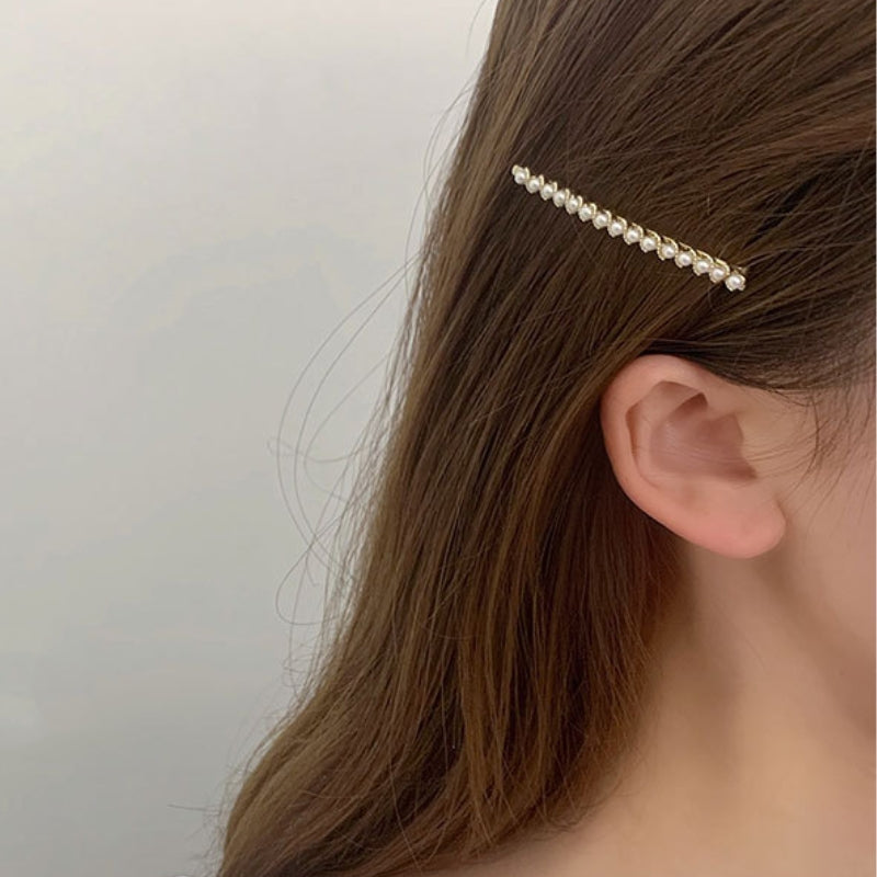 Dainty Pearl Bow Hair Clip |Hair Snap Clip |Hair Barrette |Duckbill Hairpin 2pcs A30