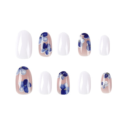 Indigo Petal  | Short Almond Manicure | Press On Nails N681