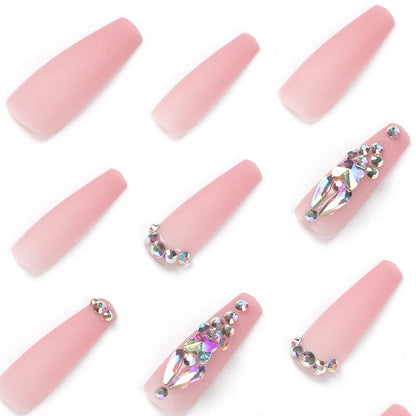 Muted Pink Satin| Long Coffin Manicure | Press On Nails N753