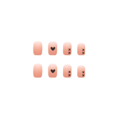 Matte Peachy Heart-throb | Short Squoval Manicure | Press on Nails