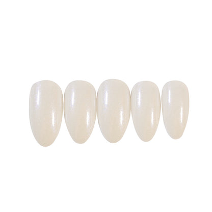 Opalescent White| Medium Almond Manicure | Press On Nails N779