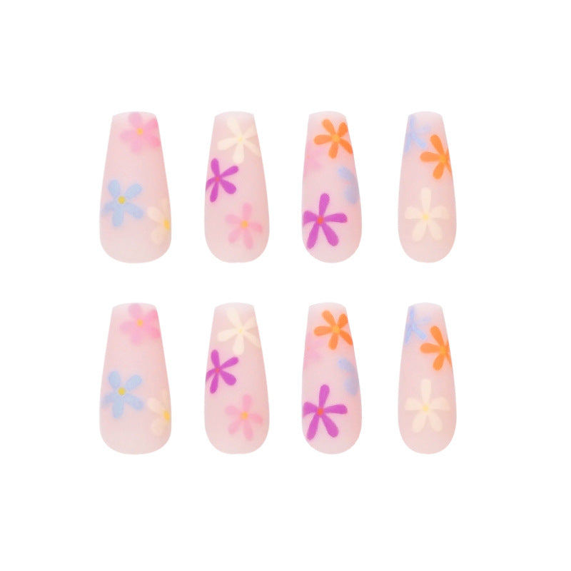 Kaleidoscope Blossom | Long Coffin Manicure | Press On Nails N764