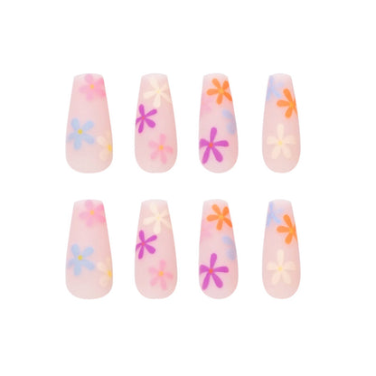 Kaleidoscope Blossom | Long Coffin Manicure | Press On Nails N764