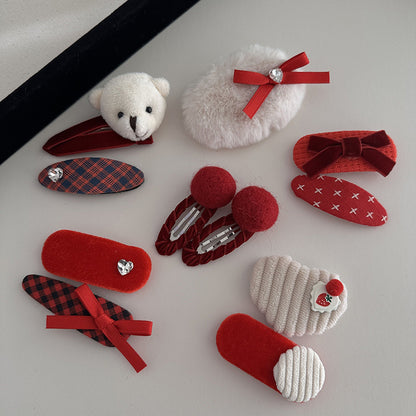 Cute Red Hair Clip |Hair Snap Clip |Hair Barrette |Duckbill Hairpin 2pcs A47