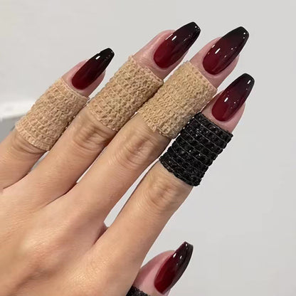 Scarlet Shadows | Long Coffin Manicure  | Press On Nails N339