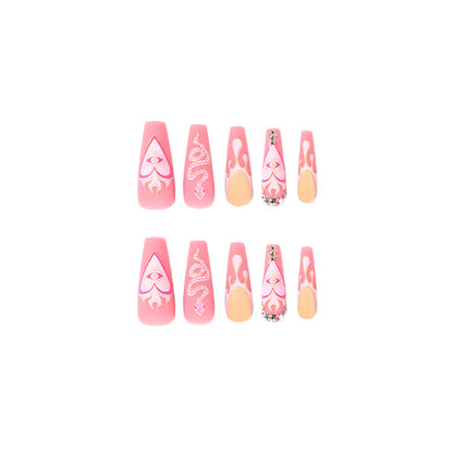 Sweet Pink Venom| Long Coffin Manicure | Press On Nails N676