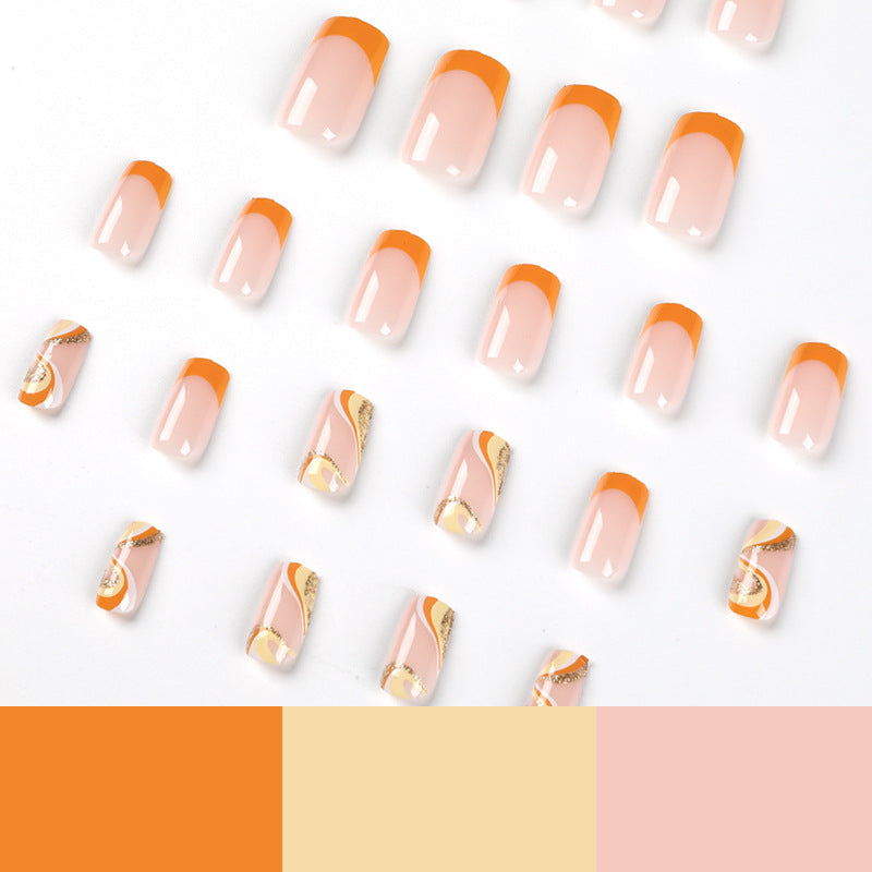 Zesty Orange| Medium Coffin Manicure | Press On Nails N732