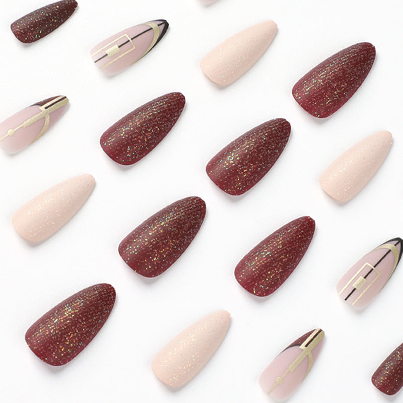 Chic Burgundy| Medium Almond Manicure | Press On Nails N457