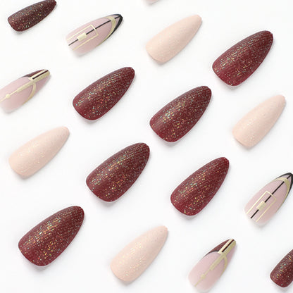 Chic Burgundy| Medium Almond Manicure | Press On Nails N457