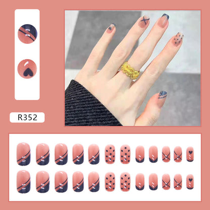 Embellished French | Short Squoval Manicure | Press On Nail