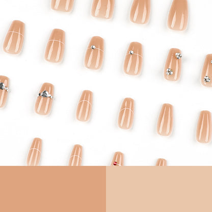 Serene Nude Diamonds| Medium Coffin Manicure | Press On Nails N345