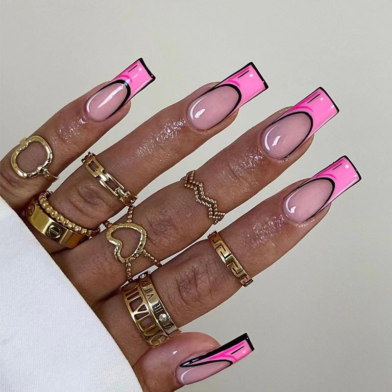 Pink Pop Doodle | Medium Coffin Manicure | Press On Nails N636