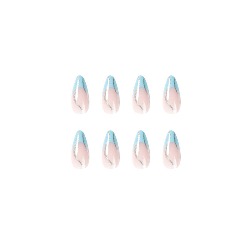 Maritime French Spark | Medium Almond Manicure | Press On Nails N652