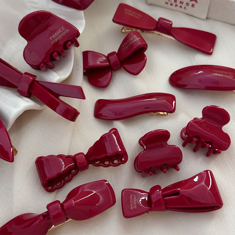 Acetate Red Hair Clip |Hair Snap Clip |Hair Barrette |Duckbill Hairpin 2pcs A128