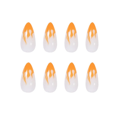 Fiery Orange Blaze| Medium Almond Manicure | Press On Nails N649