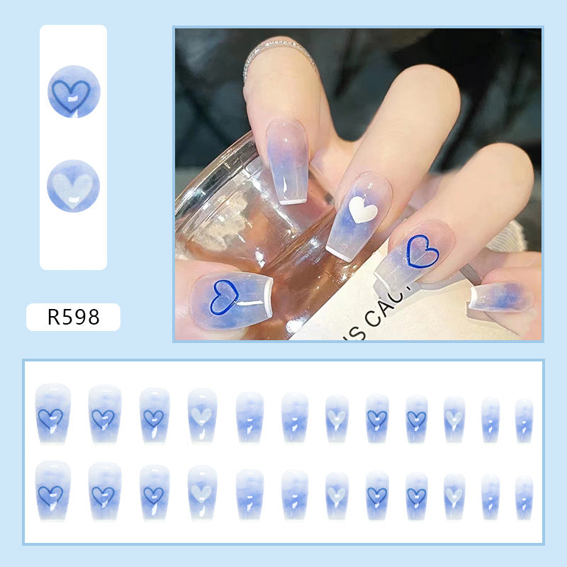 Heart of the Ocean | Long Coffin Manicure  | Press On Nails