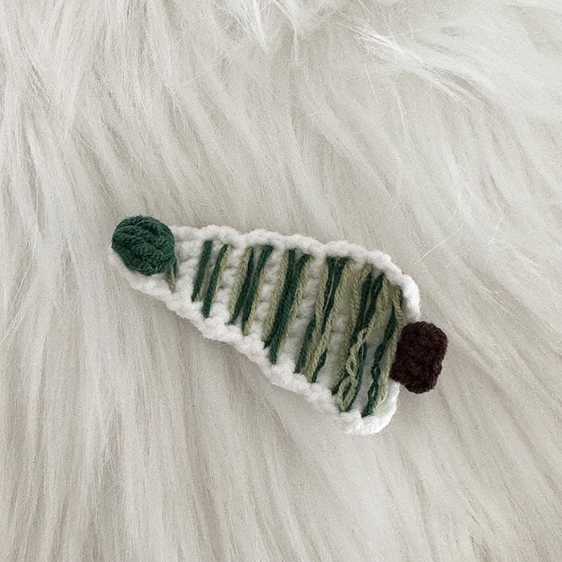 Crochet Christmas Tree Hair Clip |Evergreen Knit Embroidered Hair Snap Clip |Hair Barrette |Duckbill Hairpin A29