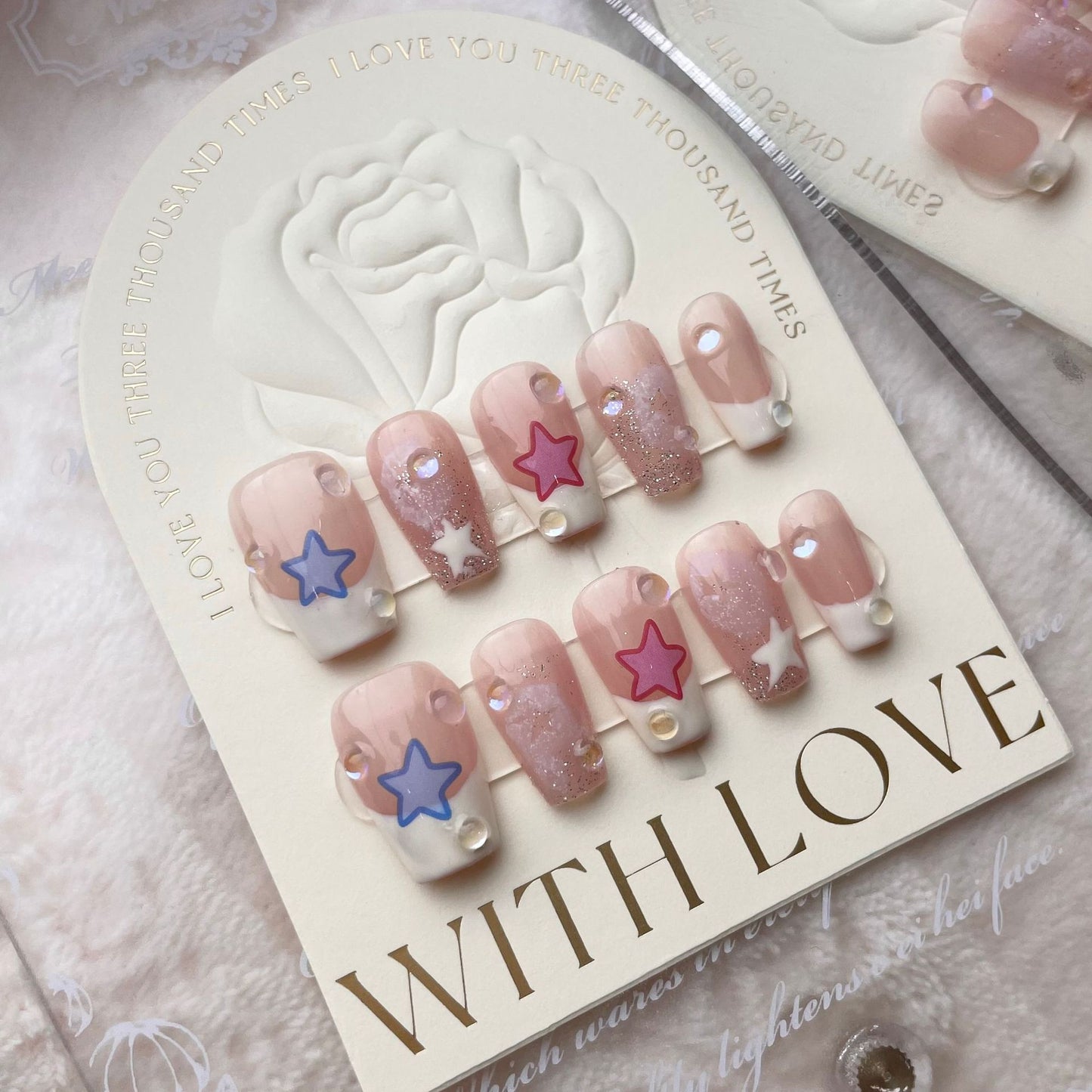 Glistening Y2K Stars| Long medium Short Coffin Manicure  | Handmade Press on Nails H27