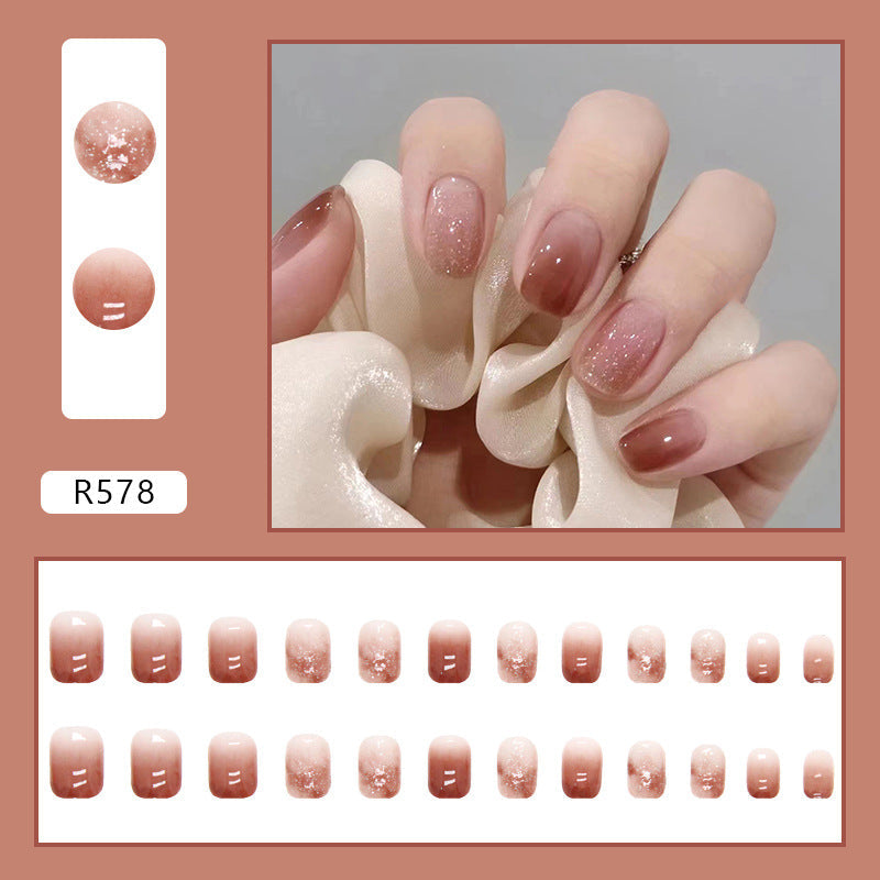 Pink Glitter French Ombre | Short Square Manicure | Press On Nail