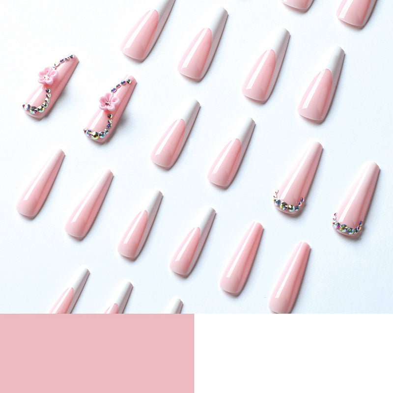 Cherry Blossom Paradise| Long Coffin Manicure  | Press On Nails N689