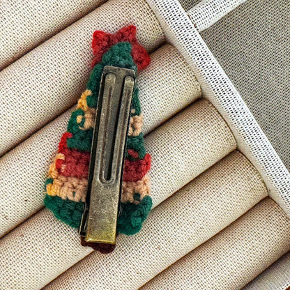 Crochet Christmas Tree Hair Clip |Evergreen Knit Embroidered Hair Snap Clip |Hair Barrette |Duckbill Hairpin A29