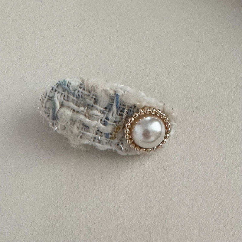 Tweed Pearl Hair Clip |Hair Snap Clip |Hair Barrette |Duckbill Hairpin A134