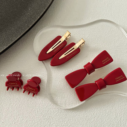 Acetate Red Hair Clip |Hair Snap Clip |Hair Barrette |Duckbill Hairpin 2pcs A57