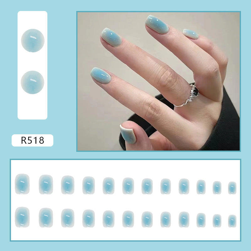 Serene Sky Ombre | Short Squoval Manicure | Press On Nails