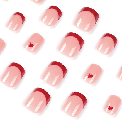 Scarlet French| Short Squoval Manicure | Press On Nails N401