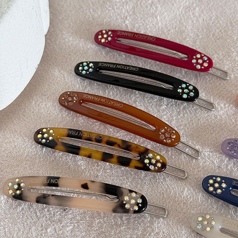 Acetate Jeweled Blossom Hair Clip |Hair Snap Clip|Hair Barrette |Duckbill Hairpin 2pcs A180