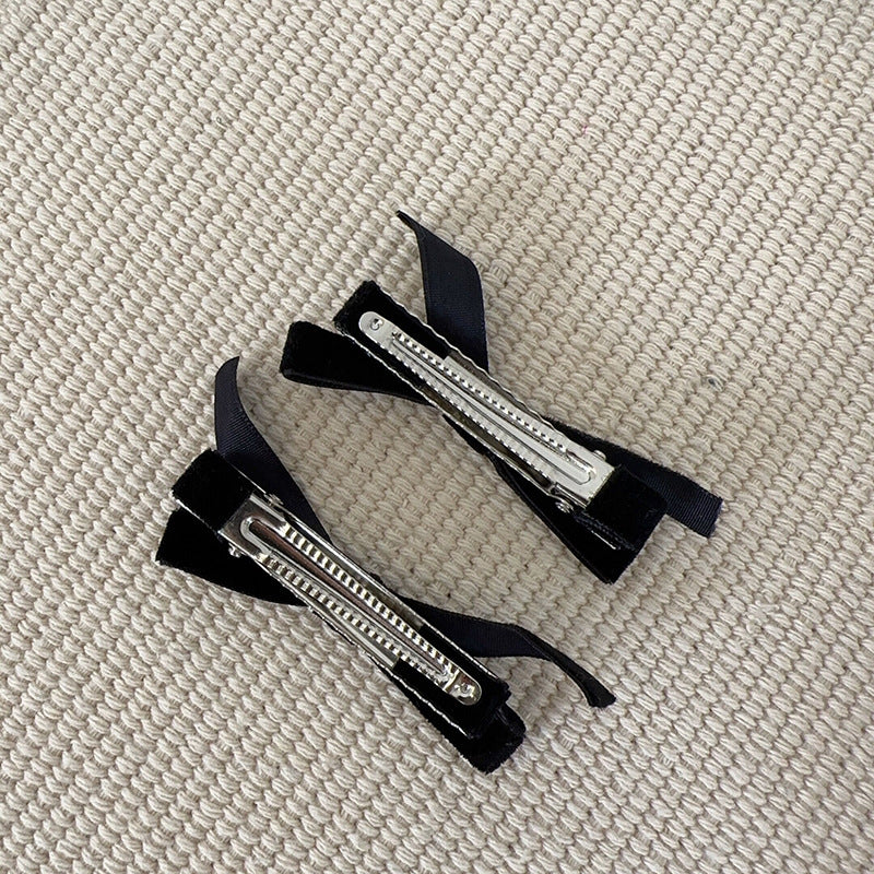 Velvet Bowknot Hair Clip |Hair Snap Clip |Hair Barrette |Duckbill Hairpin 2pcs A12