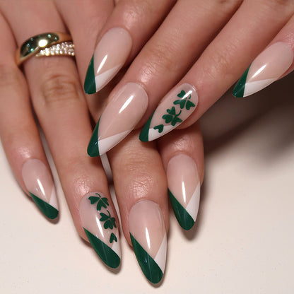 Verdant Clover| Medium Almond Manicure | Press On NailsN593