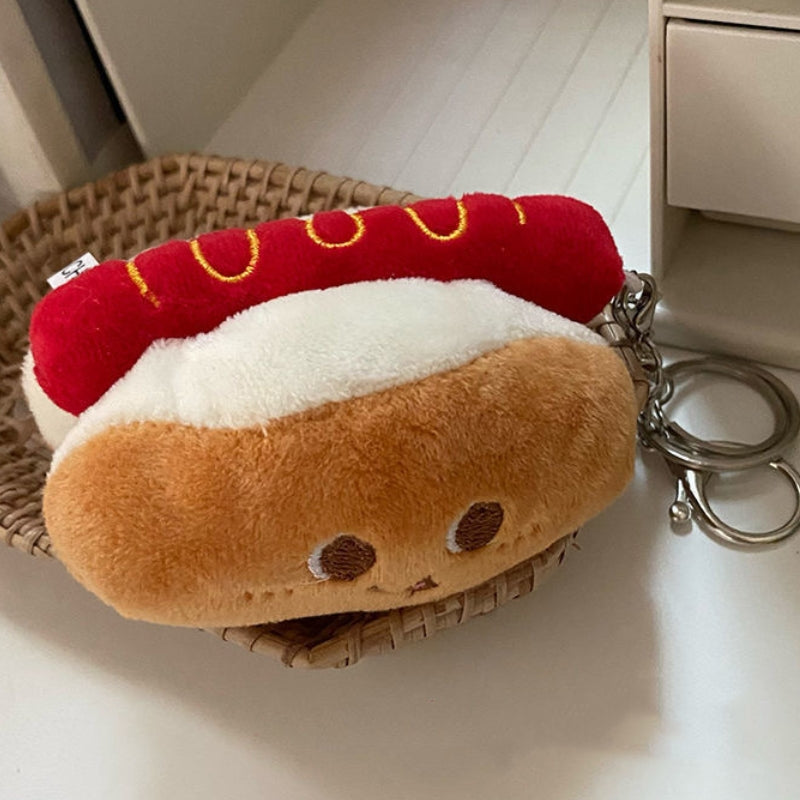 Hamburger Chips Hot Dogs Design Bag KeyChain |Pendant Plush Schoolbag Hanging Decoration Gifts K22