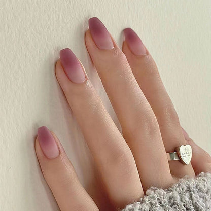 Dusty Pink Melody | Medium Coffin Manicure | Press On Nails N716