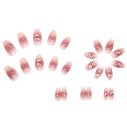 Pretty in Pink diamond| Medium Squoval Manicure | Press On Nails