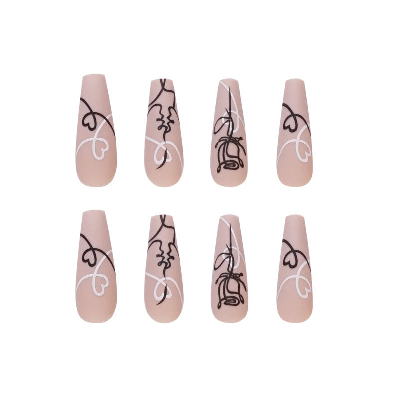 Vogue Line| Long Coffin Manicure | Press On Nails N592