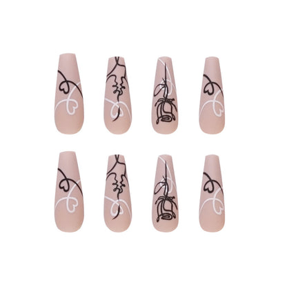 Vogue Line| Long Coffin Manicure | Press On Nails N592