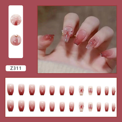 Pink Ombre Bowknot | Long Coffin Manicure  | Press On Nail