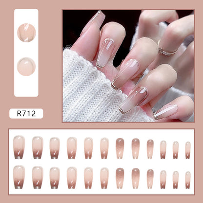 Caramel Latte Ombre | Long Coffin Manicure  | Press on Nail