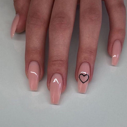 Gentle Peachy Love | Medium Coffin Manicure | Press On Nails N535