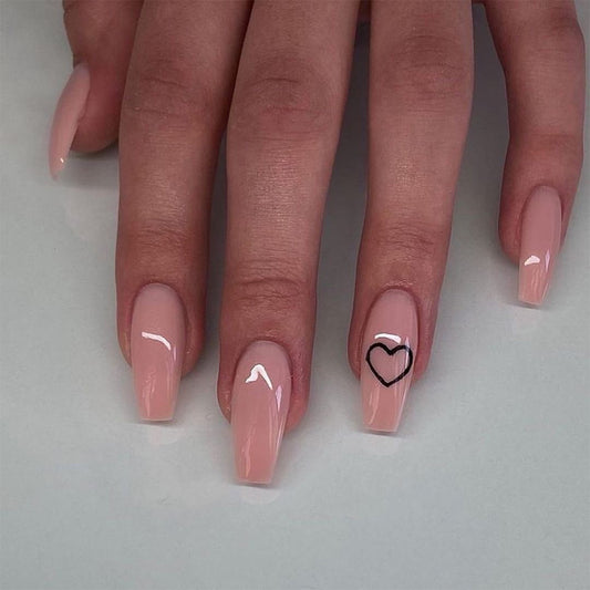 Gentle Peachy Love | Medium Coffin Manicure | Press On Nails N535