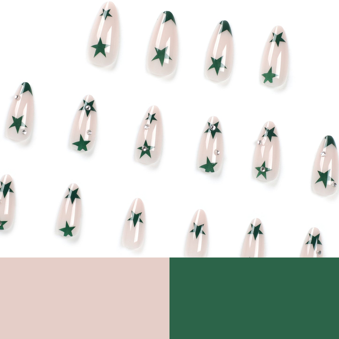 Emerald Starshine| Medium Almond Manicure | Press On Nails N620