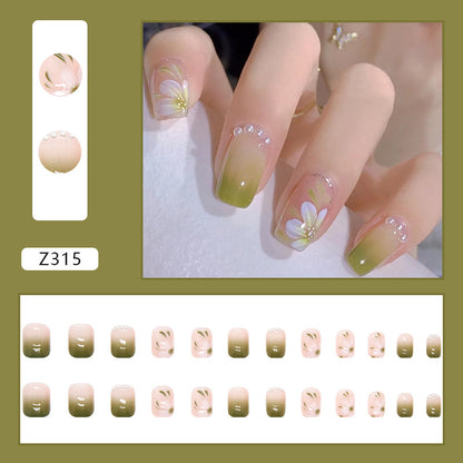 Verdant Bloom | Short Squoval Manicure | Press On Nails