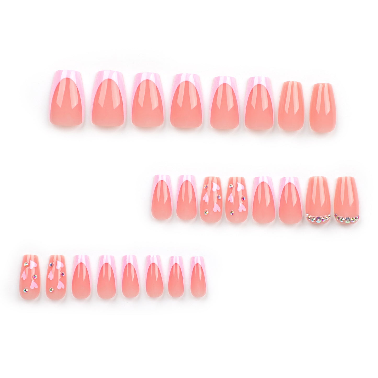 Blush Love Sparkle| Medium Coffin Manicure | Press On Nails N726