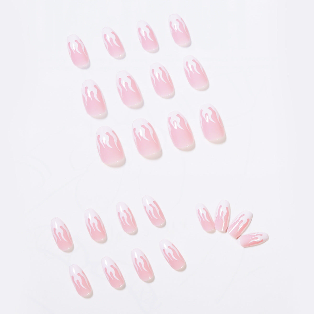 Pink Flame | Long Coffin Manicure  | Press On Nails N373